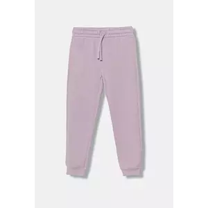 United Colors of Benetton pantaloni de trening din bumbac pentru copii culoarea violet, uni, 3J68CF02H imagine