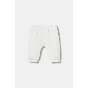 United Colors of Benetton pantaloni de trening pentru bebeluși culoarea bej, neted, 3MDSAF02C imagine