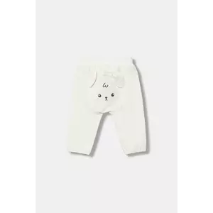 United Colors of Benetton pantaloni de trening pentru bebeluși culoarea alb, neted, 3MDSAF029 imagine
