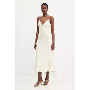 Bardot rochie culoarea bej, maxi, evazati, 59338DB1 imagine