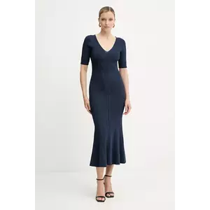 Herve Leger rochie Aria culoarea albastru marin, midi, mulata, DCR8524128 imagine