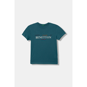 United Colors of Benetton tricou de bumbac pentru copii culoarea turcoaz, cu imprimeu, 3I1XC10Q4 imagine