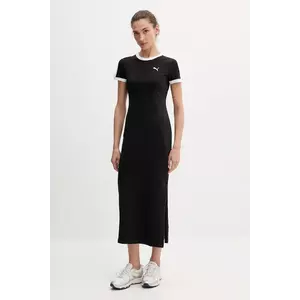 Puma rochie culoarea negru, midi, drept, 632140 imagine
