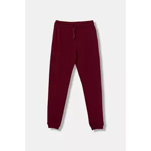 United Colors of Benetton pantaloni de trening din bumbac pentru copii culoarea bordo, uni, 3J68CF02H imagine