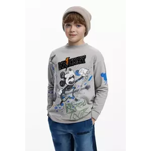 Desigual longsleeve din bumbac pentru copii culoarea gri, cu imprimeu, 25WBTK13 imagine