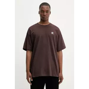 adidas Originals tricou din bumbac Essentials culoarea maro, uni, KT0780 imagine