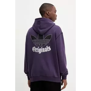 adidas Originals hanorac de bumbac Grfx Hoodie culoarea violet, cu glugă, uni, JY2729 imagine