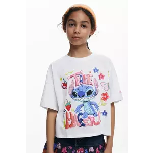 Desigual tricou de bumbac pentru copii culoarea alb, 25WGTK15 imagine