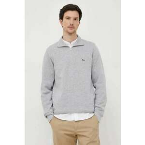 Lacoste pulover de bumbac culoarea gri, cu guler imagine