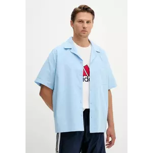 adidas Originals cămașă din bumbac Essentials Seersucker Short Sleeve Shirt cu guler clasic, relaxed, JD2457 imagine