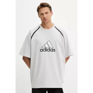 adidas Originals tricou din bumbac Badge Tee culoarea gri, cu imprimeu, IM7839 imagine