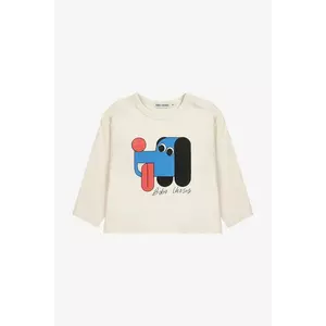 Bobo Choses longsleeve din bumbac pentru bebeluși Doggy Mate culoarea alb, cu imprimeu, 225AB035 imagine