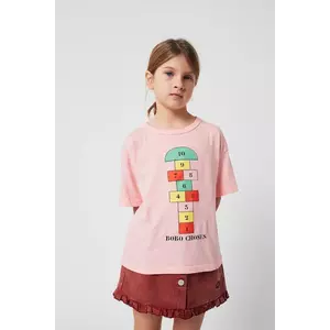 Bobo Choses tricou de bumbac pentru copii Hopscotch culoarea roz, 225AC143 imagine