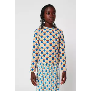 Bobo Choses longsleeve din bumbac pentru copii Geometric Scacs culoarea verde, 225AC023 imagine