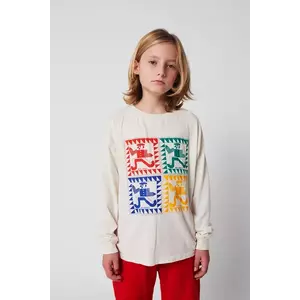 Bobo Choses longsleeve din bumbac pentru copii Rainbow Mr Pencil culoarea alb, cu imprimeu, 225AC020 imagine
