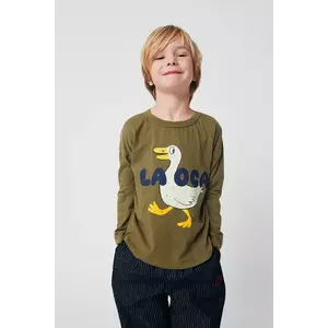 Bobo Choses longsleeve din bumbac pentru copii La Oca culoarea verde, cu imprimeu, 225AC017 imagine