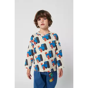 Bobo Choses longsleeve din bumbac pentru bebeluși Doggy Mate culoarea bej, cu imprimeu, 225AC010 imagine