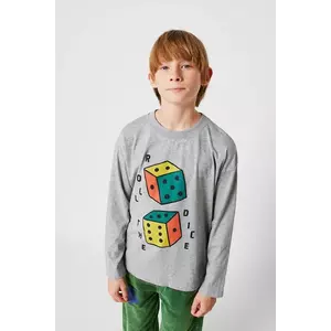Bobo Choses longsleeve din bumbac pentru bebeluși Roll the Dice culoarea gri, cu imprimeu, 225AC015 imagine