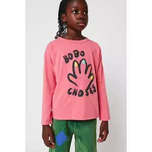 Bobo Choses longsleeve din bumbac pentru copii High Five culoarea roz, 225AC007 imagine