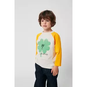 Bobo Choses longsleeve din bumbac pentru bebeluși Lucky Clover culoarea gri, cu imprimeu, 225AC018 imagine