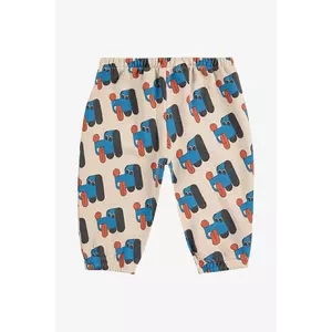 Bobo Choses pantaloni de trening din bumbac pentru bebeluși Doggy Mate culoarea bej, cu imprimeu, 225AB079 imagine