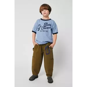 Bobo Choses pantaloni copii Tic Tac Toe culoarea verde, uni, 225AC077 imagine