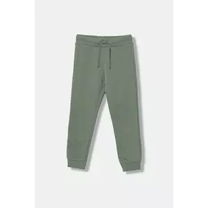 United Colors of Benetton pantaloni de trening din bumbac pentru copii culoarea verde, uni, 3J68CF01P imagine
