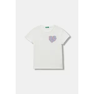 United Colors of Benetton tricou de bumbac pentru copii culoarea alb, 3I1XC10Q1 imagine
