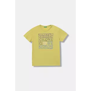 United Colors of Benetton tricou de bumbac pentru copii culoarea verde, cu imprimeu, 3I1XC10Q4 imagine