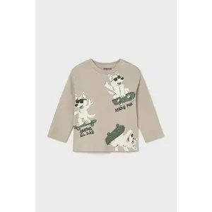 Mayoral longsleeve din bumbac pentru copii culoarea bej, cu imprimeu, 2061 imagine