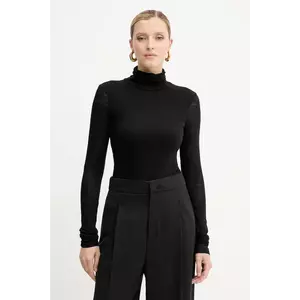 Liviana Conti longsleeve din lână culoarea negru, cu guler, F5WH17 imagine