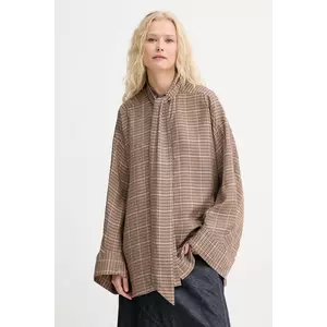 MUNTHE cămașă LUSTY culoarea verde, cu un decolteu legat, relaxed, 253100725330 imagine