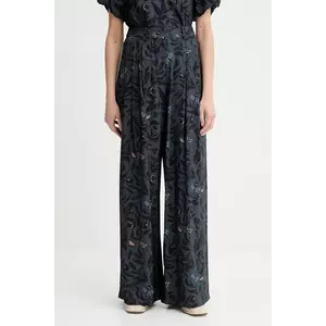 MUNTHE pantaloni FAICUS culoarea bleumarin, lat, high waist, 253140225320 imagine