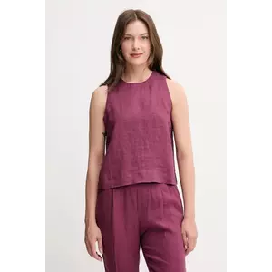 United Colors of Benetton bluză din in culoarea violet, uni, 5BMLDQ0BU imagine
