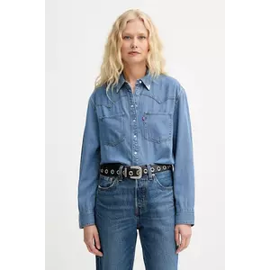 Levi's camasa jeans culoarea bej, cu guler clasic, regular imagine