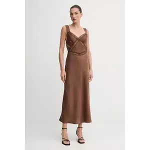 Bardot rochie culoarea galben, maxi, evazati, 58603DB imagine