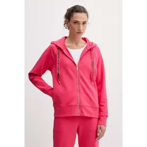 Dkny bluză culoarea bej, cu glugă, uni, DP5J9510 imagine