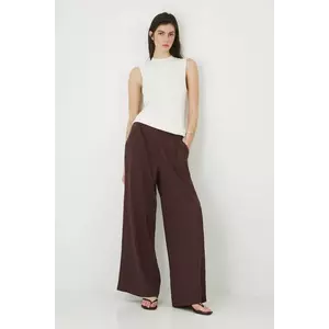 Medicine pantaloni culoarea maro, lat, high waist imagine