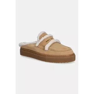 Inuikii papuci din piele întoarsă Mule Wool culoarea bej, 1004.017.0011.251 imagine