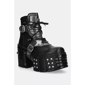 New Rock cizme de piele ITALI NEGRO BOX PLANE culoarea negru, cu toc drept, M-TM004-C3 imagine