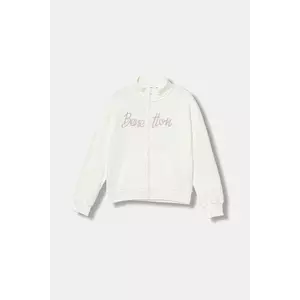 United Colors of Benetton hanorac de bumbac pentru copii culoarea alb, cu imprimeu, 3J68C505D imagine