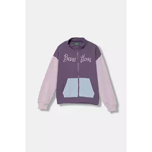 United Colors of Benetton hanorac de bumbac pentru copii culoarea violet, cu imprimeu, 3J68C505D imagine
