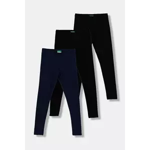 United Colors of Benetton leggins copii 3-pack culoarea negru, uni, 3MT1CF06P imagine