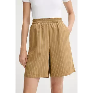 MAX&Co. pantaloni scurți culoarea maro, cu model, high waist, 2526146051200 imagine