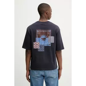 Desigual tricou din bumbac PALMA culoarea bleumarin, cu imprimeu, 25WMTK10 imagine