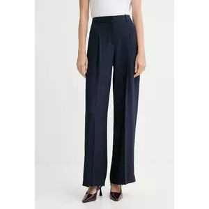 BOSS pantaloni culoarea bleumarin, lat, high waist, 50548479 imagine