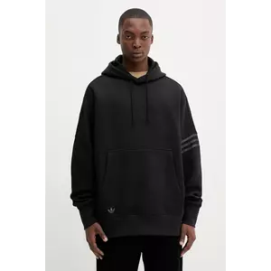 adidas Originals bluză Neuclassics culoarea negru, cu glugă, cu imprimeu, HZ3740 imagine