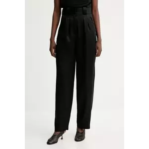 IRO pantaloni culoarea negru, lat, high waist, WP23DANNY imagine