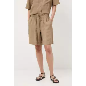 Medicine pantaloni scurți culoarea bej, uni, high waist imagine