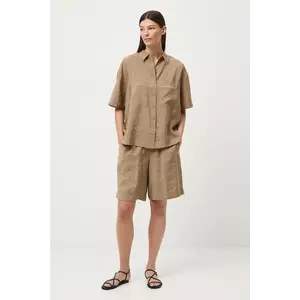 Medicine cămașă culoarea bej, cu guler clasic, relaxed imagine